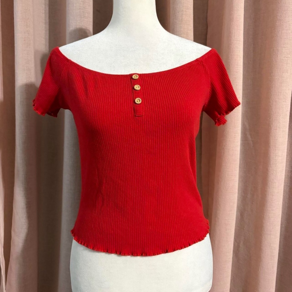 Active USA Red Off-Shoulder Top